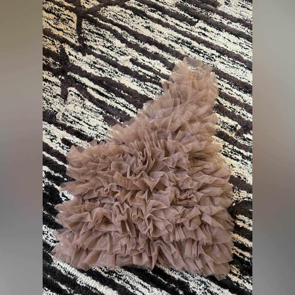 Zara Ruffled Brown Tank Top